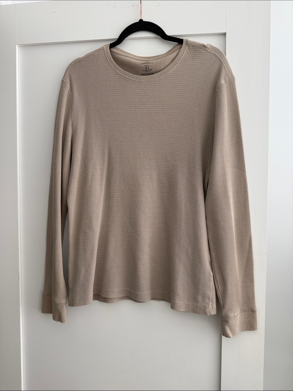 H&M Long-Sleeve Waffle Knit Crewneck - Taupe